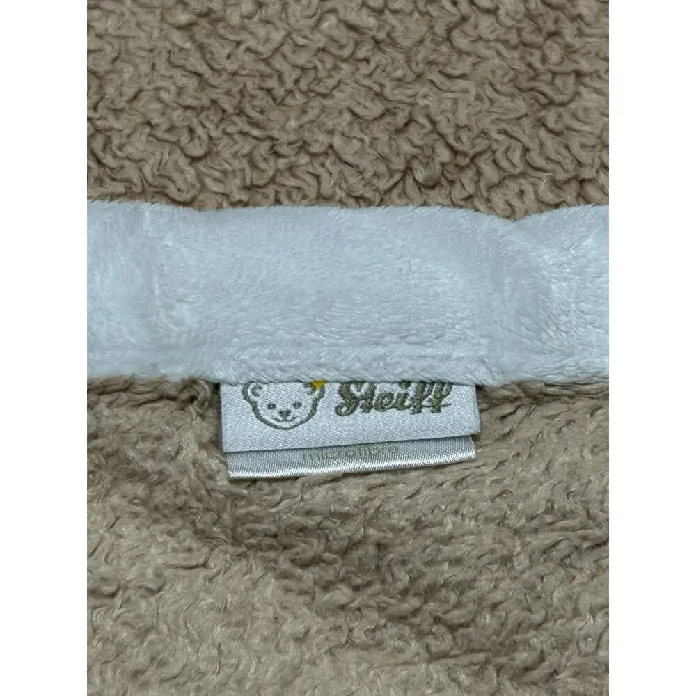 Steiff Beige Tan Brown Baby Blanket White Trim Elephant Bear Bunny Rabbit